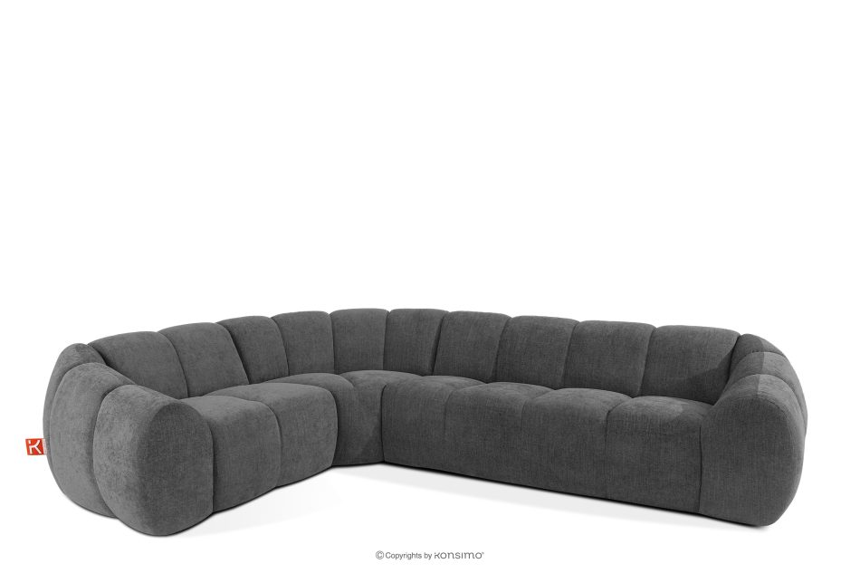 FLAVA Gesteppte Eckcouch im Retro-Modern-Stil links grau Grau - Foto 2