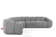 Gesteppte Eckcouch im Retro-Modern-Stil links hellgrau