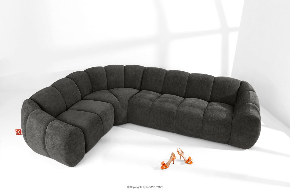 FLAVA Gesteppte Eckcouch im Retro-Modern-Stil links graphit Graphit - Foto 1