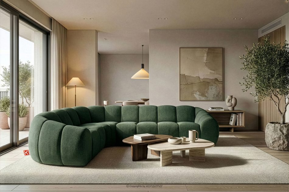 FLAVA Gesteppte Eckcouch im Retro-Modern-Stil links dunkelgrün Dunkelgrün - Foto 9