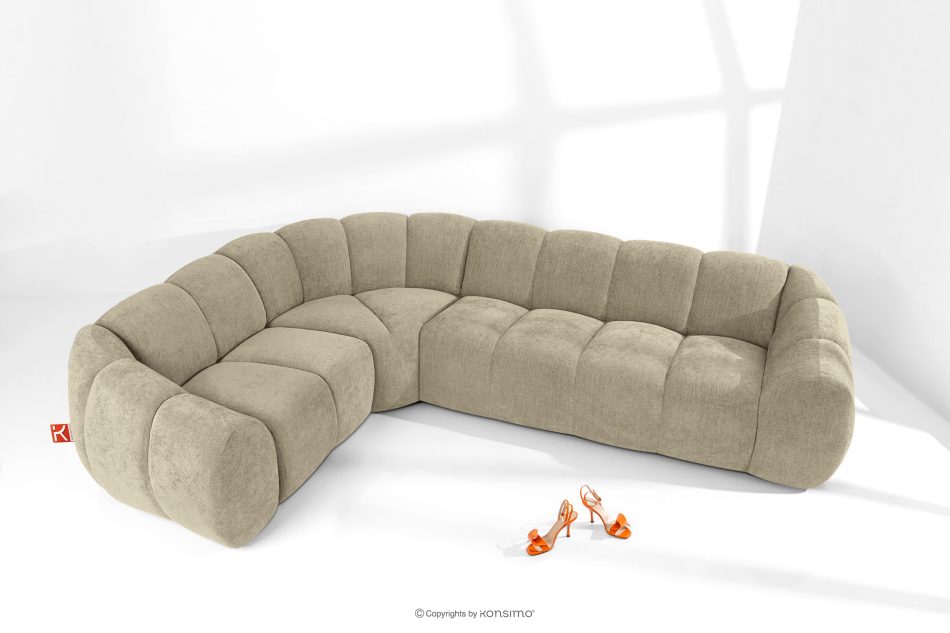 FLAVA Gesteppte Eckcouch im Retro-Modern-Stil links sandfarben Sandfarben - Foto 1