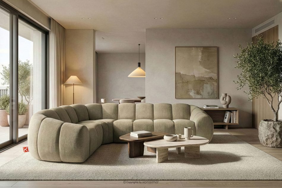 FLAVA Gesteppte Eckcouch im Retro-Modern-Stil links sandfarben Sandfarben - Foto 9