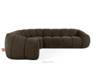 Gesteppte Eckcouch im Retro-Modern-Stil links braun