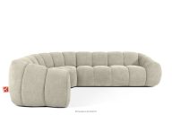 Gesteppte Eckcouch im Retro-Modern-Stil links ecru