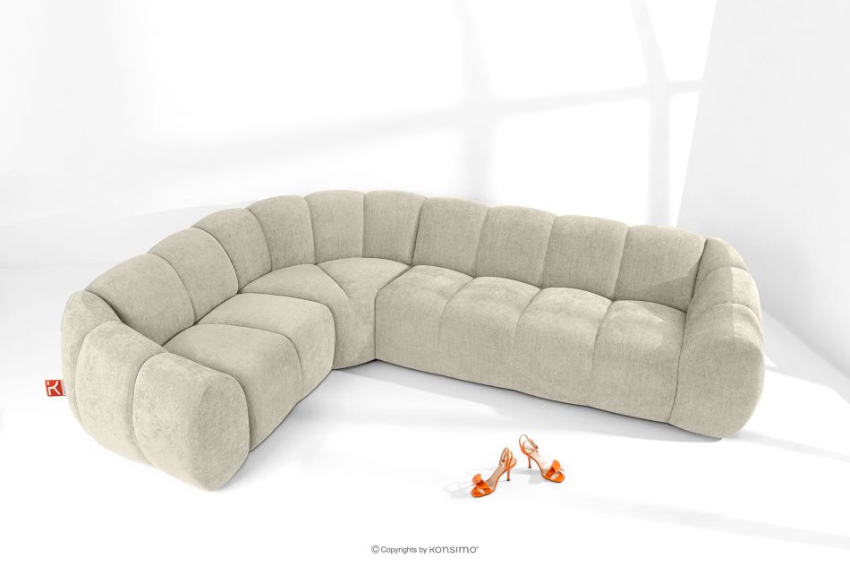 FLAVA Gesteppte Eckcouch im Retro-Modern-Stil links ecru Ecru - Foto 1