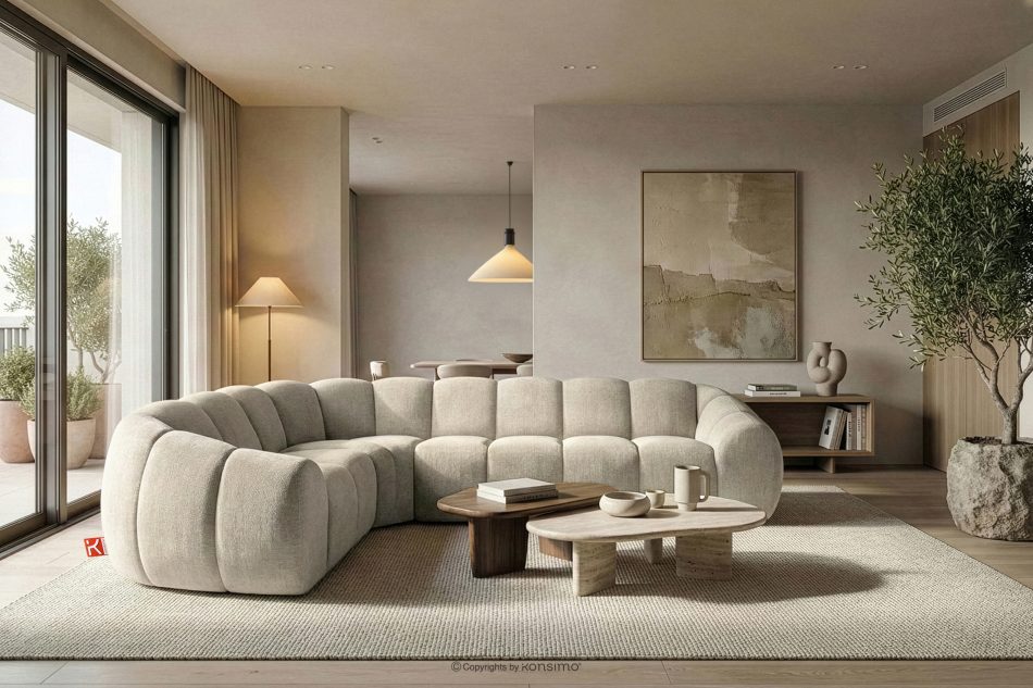 FLAVA Gesteppte Eckcouch im Retro-Modern-Stil links ecru Ecru - Foto 9