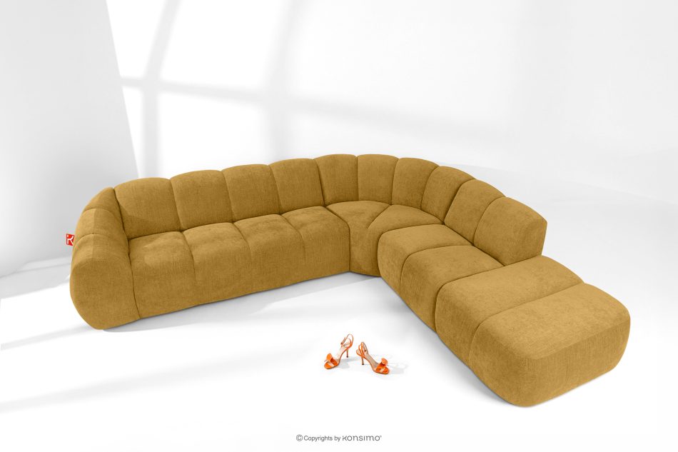 FLAVA Curve-Ecksofa im Retro-Modern-Stil modular rechts honigfarben Honigfarben - Foto 1