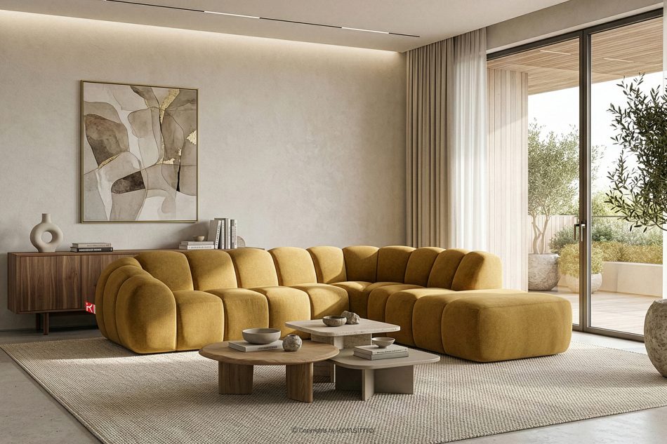 FLAVA Curve-Ecksofa im Retro-Modern-Stil modular rechts honigfarben Honigfarben - Foto 10