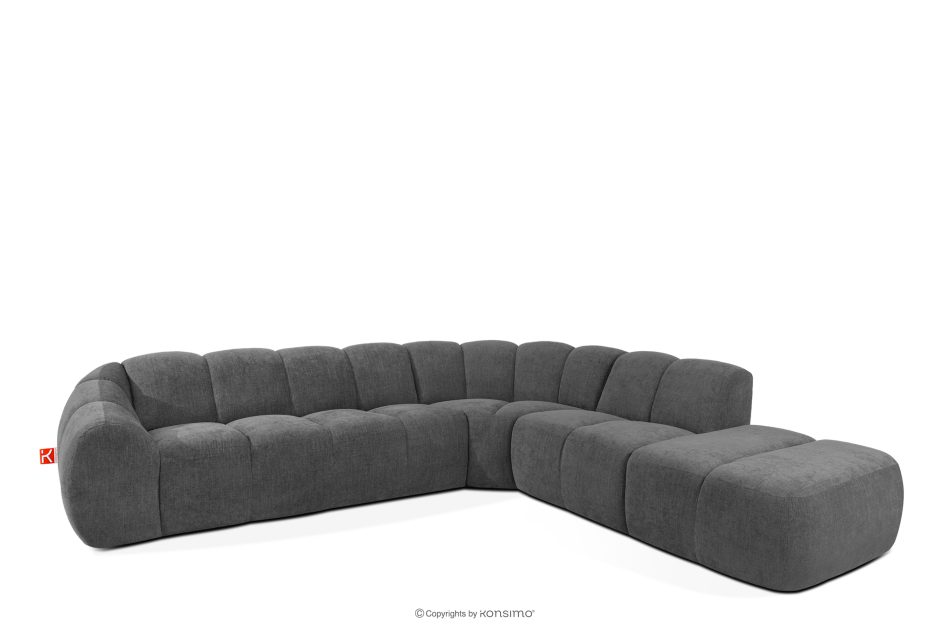 FLAVA Curve-Ecksofa im Retro-Modern-Stil modular rechts grau Grau - Foto 2