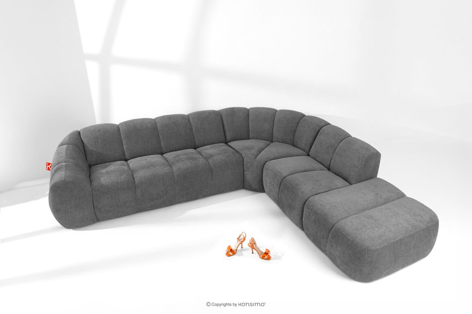 FLAVA Curve-Ecksofa im Retro-Modern-Stil modular rechts grau Grau - Foto 1