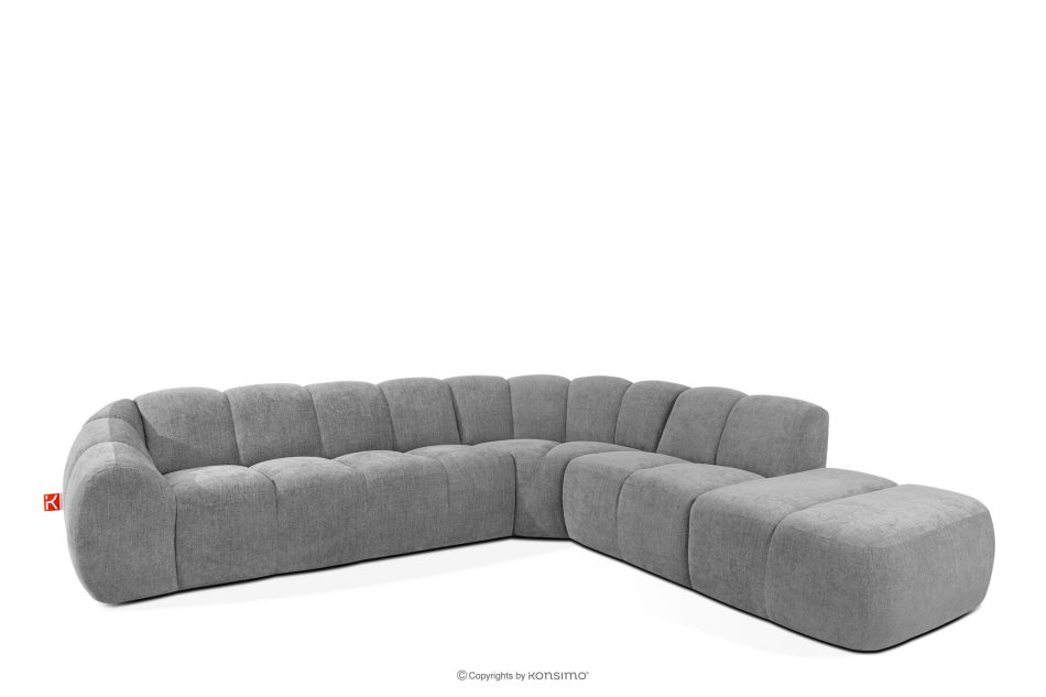 FLAVA Curve-Ecksofa im Retro-Modern-Stil modular rechts hellgrau Hellgrau - Foto 2