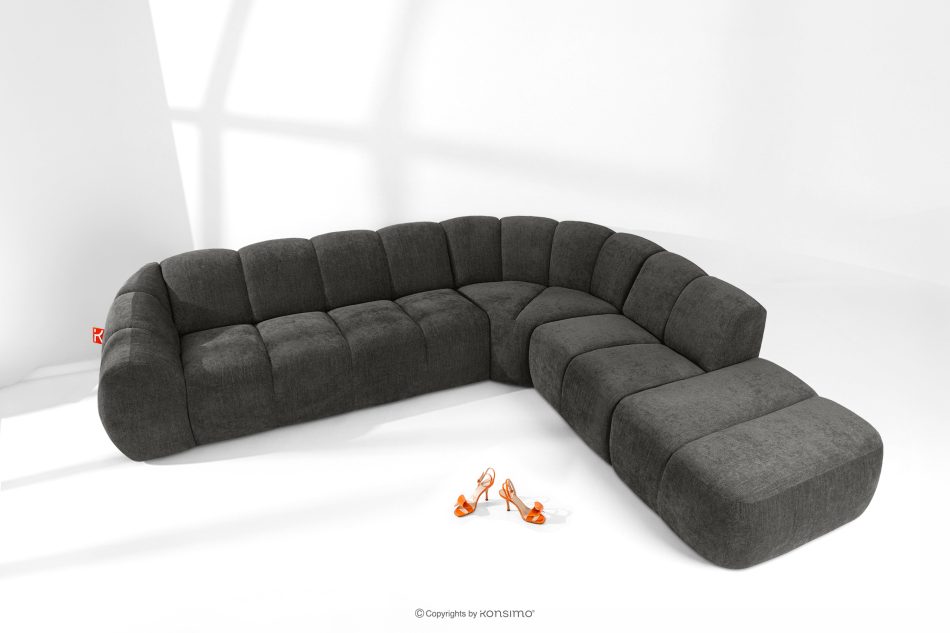 FLAVA Curve-Ecksofa im Retro-Modern-Stil modular rechts graphit Graphit - Foto 1