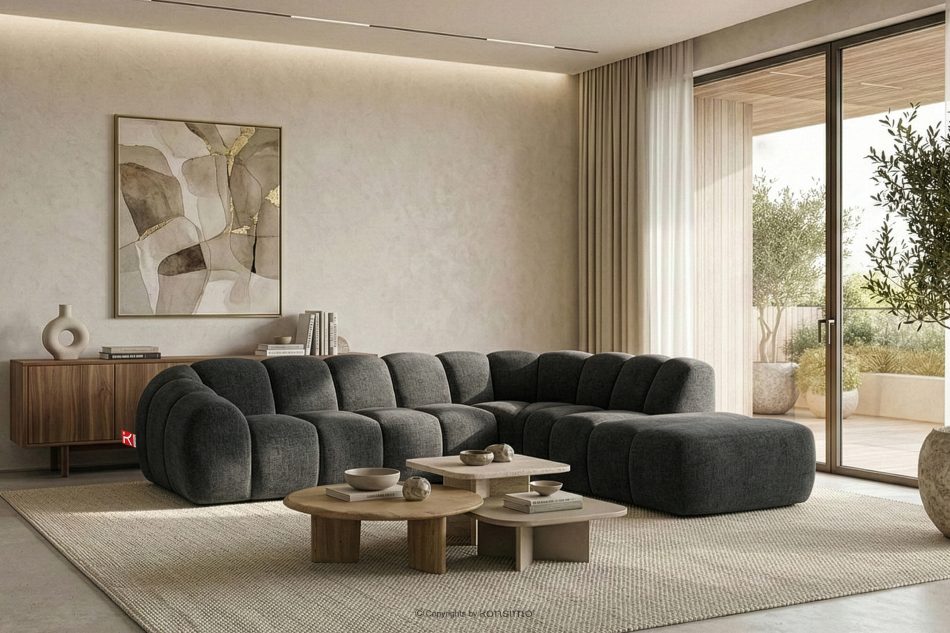 FLAVA Curve-Ecksofa im Retro-Modern-Stil modular rechts graphit Graphit - Foto 10