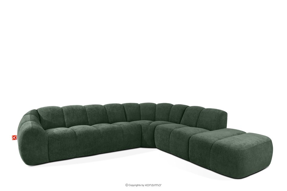 FLAVA Curve-Ecksofa im Retro-Modern-Stil modular rechts dunkelgrün Dunkelgrün - Foto 2