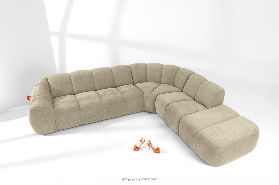 FLAVA Curve-Ecksofa im Retro-Modern-Stil modular rechts sandfarben Sandfarben - Foto 1