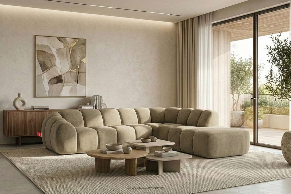 FLAVA Curve-Ecksofa im Retro-Modern-Stil modular rechts sandfarben Sandfarben - Foto 10