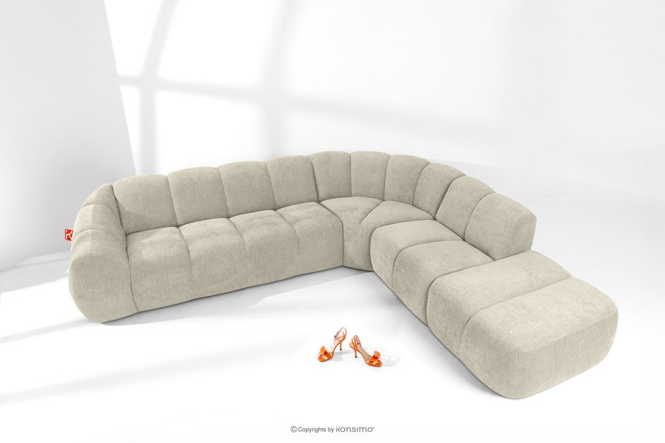 FLAVA Curve-Ecksofa im Retro-Modern-Stil modular rechts ecru Ecru - Foto 1