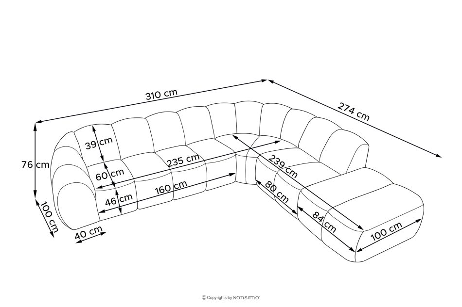 FLAVA Curve-Ecksofa im Retro-Modern-Stil modular rechts hellgrau Hellgrau - Foto 11