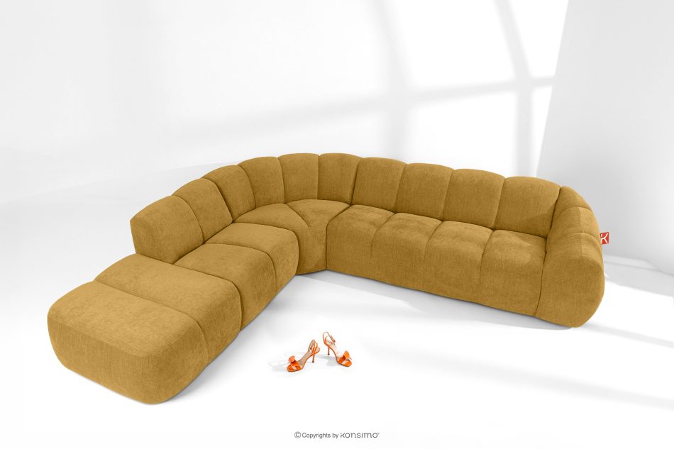 FLAVA Curve-Ecksofa im Retro-Modern-Stil modular links honigfarben Honigfarben - Foto 1