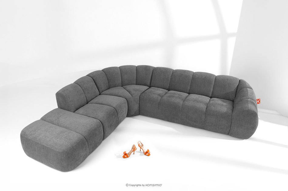 FLAVA Curve-Ecksofa im Retro-Modern-Stil modular links grau Grau - Foto 1