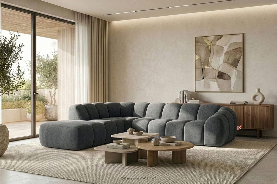 FLAVA Curve-Ecksofa im Retro-Modern-Stil modular links grau Grau - Foto 10