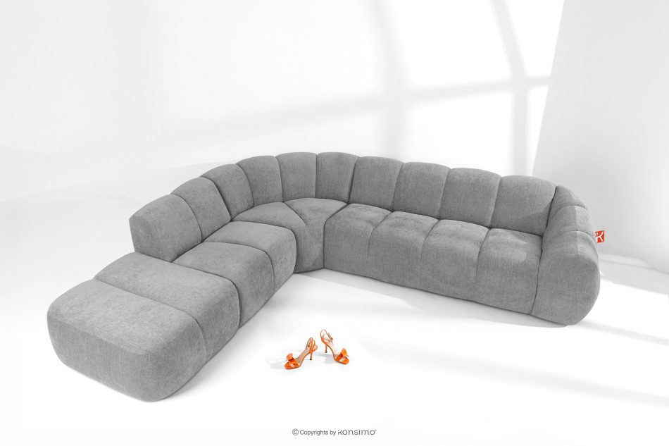 FLAVA Curve-Ecksofa im Retro-Modern-Stil modular links hellgrau Hellgrau - Foto 1