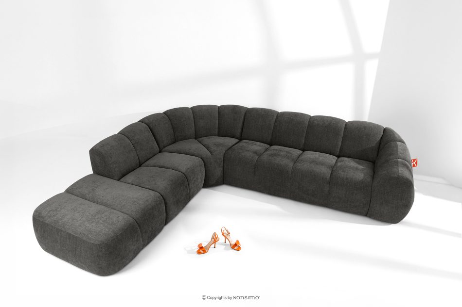 FLAVA Curve-Ecksofa im Retro-Modern-Stil modular links graphit Graphit - Foto 1