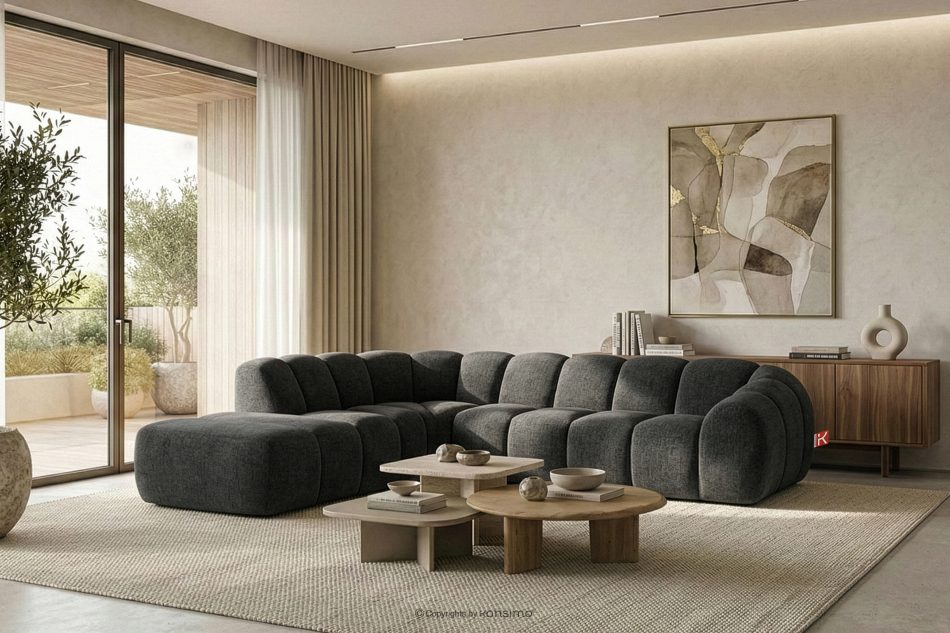 FLAVA Curve-Ecksofa im Retro-Modern-Stil modular links graphit Graphit - Foto 10