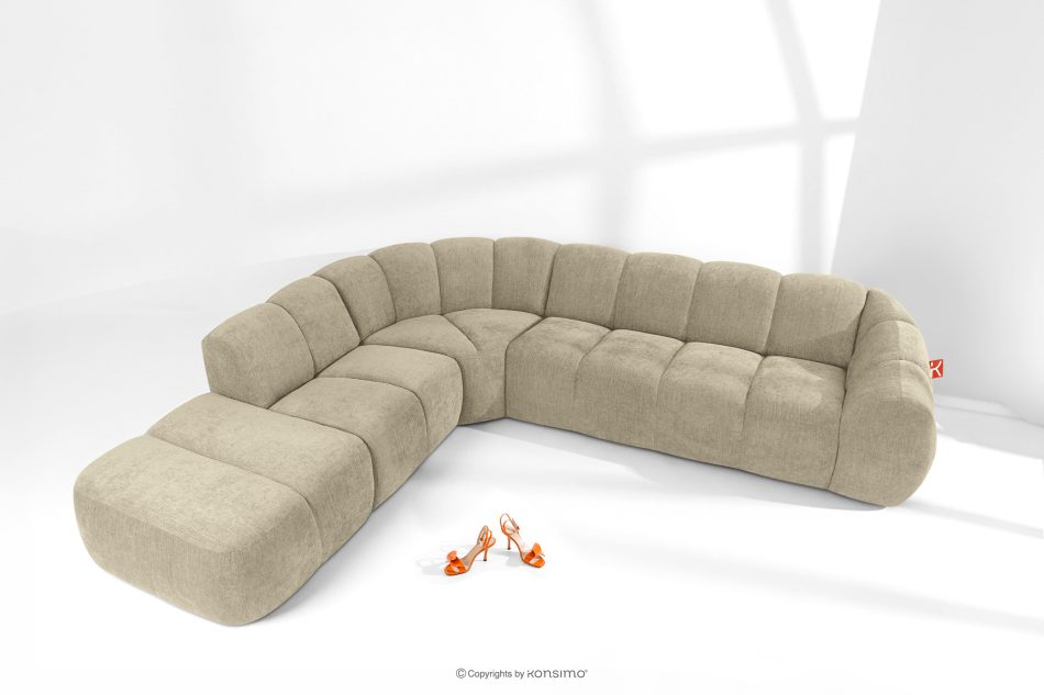 FLAVA Curve-Ecksofa im Retro-Modern-Stil modular links sandfarben Sandfarben - Foto 1