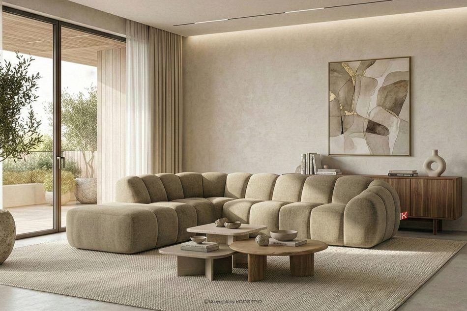 FLAVA Curve-Ecksofa im Retro-Modern-Stil modular links sandfarben Sandfarben - Foto 10