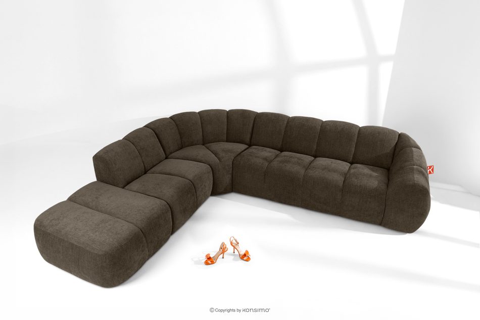FLAVA Curve-Ecksofa im Retro-Modern-Stil modular links braun Braun - Foto 1