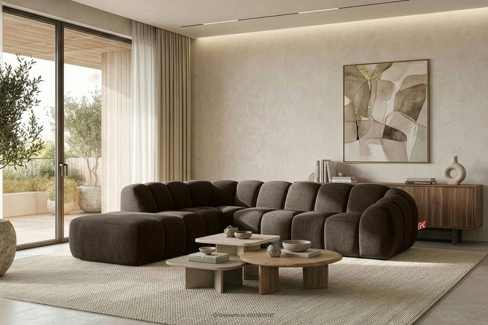 FLAVA Curve-Ecksofa im Retro-Modern-Stil modular links braun Braun - Foto 10