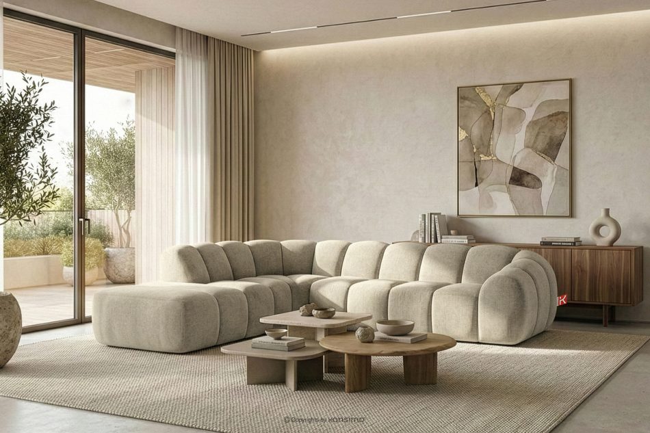 FLAVA Curve-Ecksofa im Retro-Modern-Stil modular links ecru Ecru - Foto 10