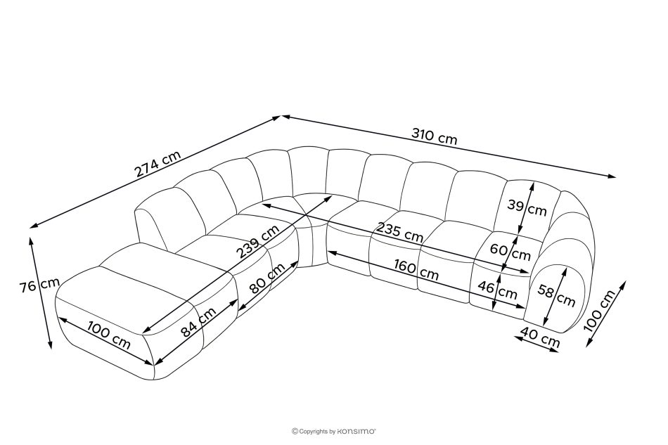 FLAVA Curve-Ecksofa im Retro-Modern-Stil modular links dunkelgrün Dunkelgrün - Foto 11