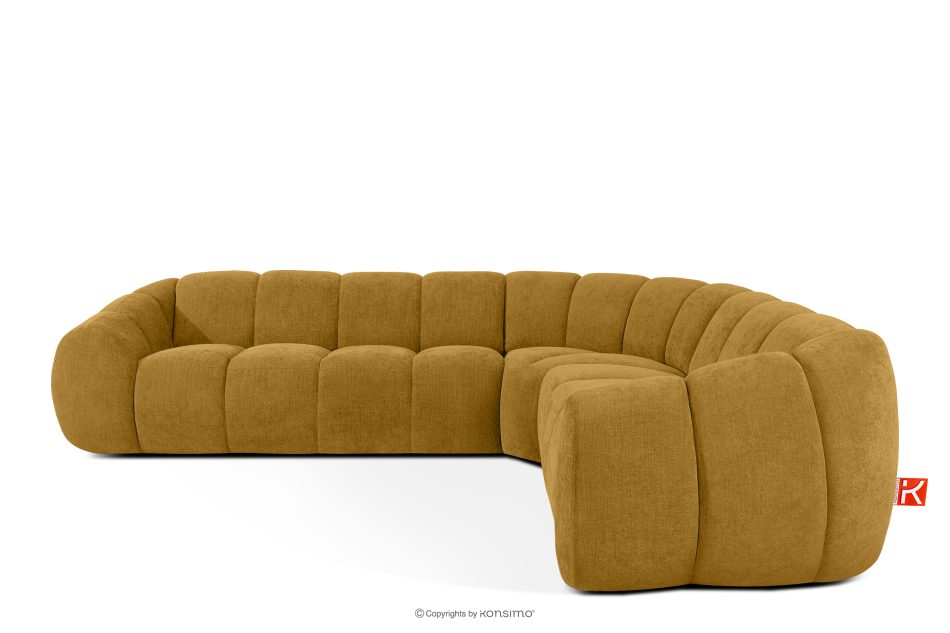 FLAVA Großes gestepptes Ecksofa im Retro-Modern-Stil rechts honigfarben Honigfarben - Foto 0