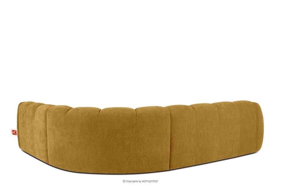 FLAVA Großes gestepptes Ecksofa im Retro-Modern-Stil rechts honigfarben Honigfarben - Foto 3