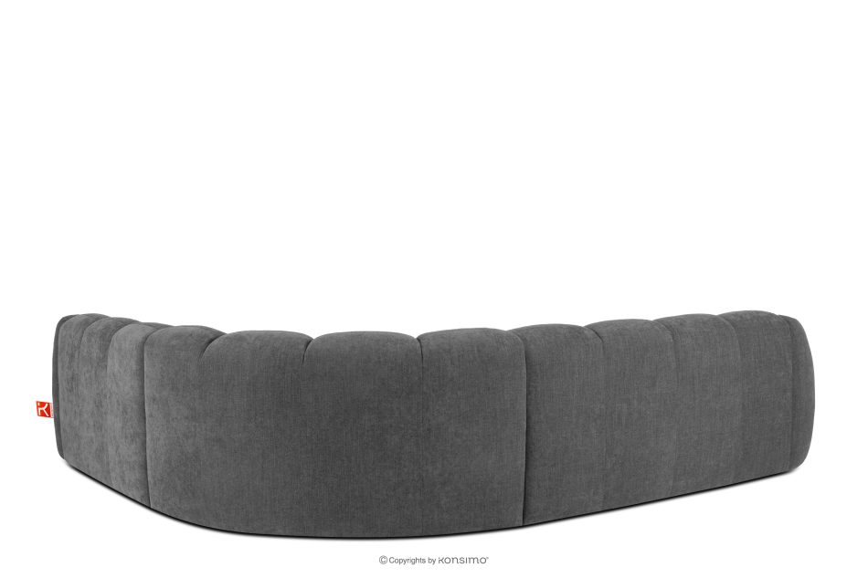 FLAVA Großes gestepptes Ecksofa im Retro-Modern-Stil rechts grau Grau - Foto 3