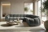 FLAVA Großes gestepptes Ecksofa im Retro-Modern-Stil rechts grau Grau - Foto 10