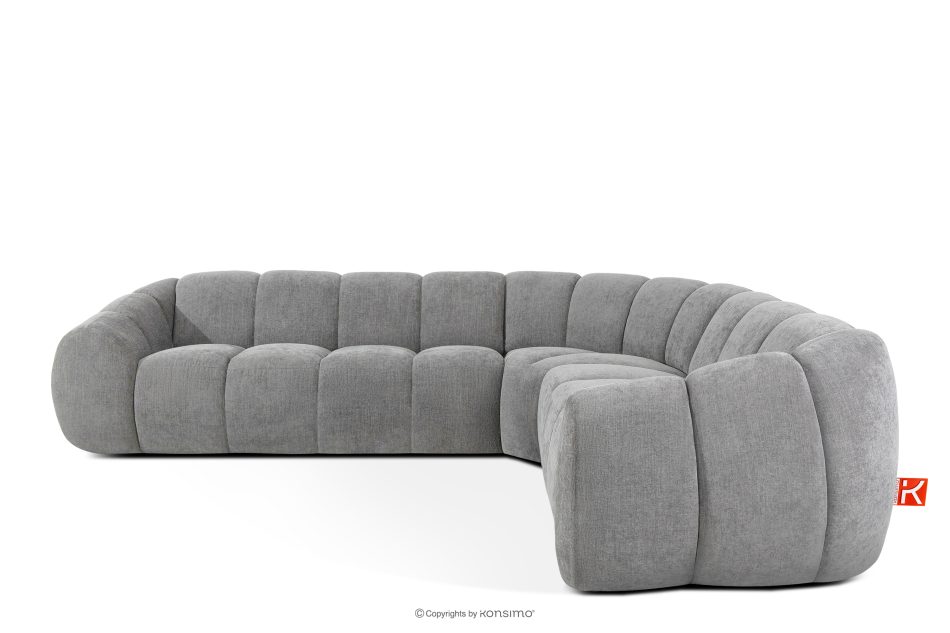 FLAVA Großes gestepptes Ecksofa im Retro-Modern-Stil rechts hellgrau Hellgrau - Foto 0