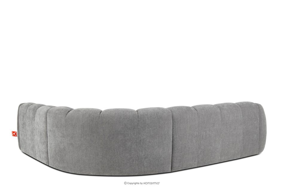 FLAVA Großes gestepptes Ecksofa im Retro-Modern-Stil rechts hellgrau Hellgrau - Foto 3