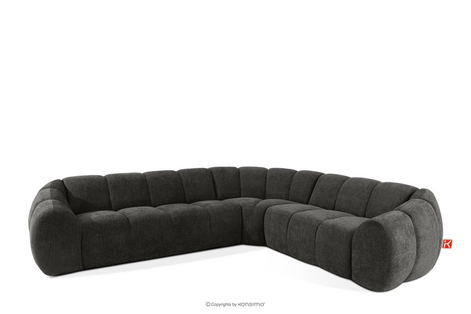 FLAVA Großes gestepptes Ecksofa im Retro-Modern-Stil rechts graphit Graphit - Foto 2