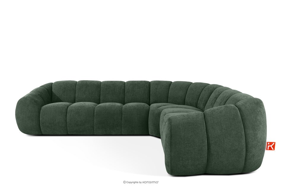 FLAVA Großes gestepptes Ecksofa im Retro-Modern-Stil rechts dunkelgrün Dunkelgrün - Foto 0