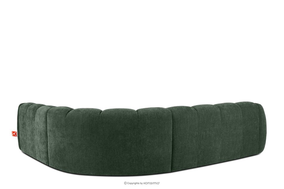 FLAVA Großes gestepptes Ecksofa im Retro-Modern-Stil rechts dunkelgrün Dunkelgrün - Foto 3