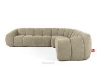 Großes gestepptes Ecksofa im Retro-Modern-Stil rechts sandfarben