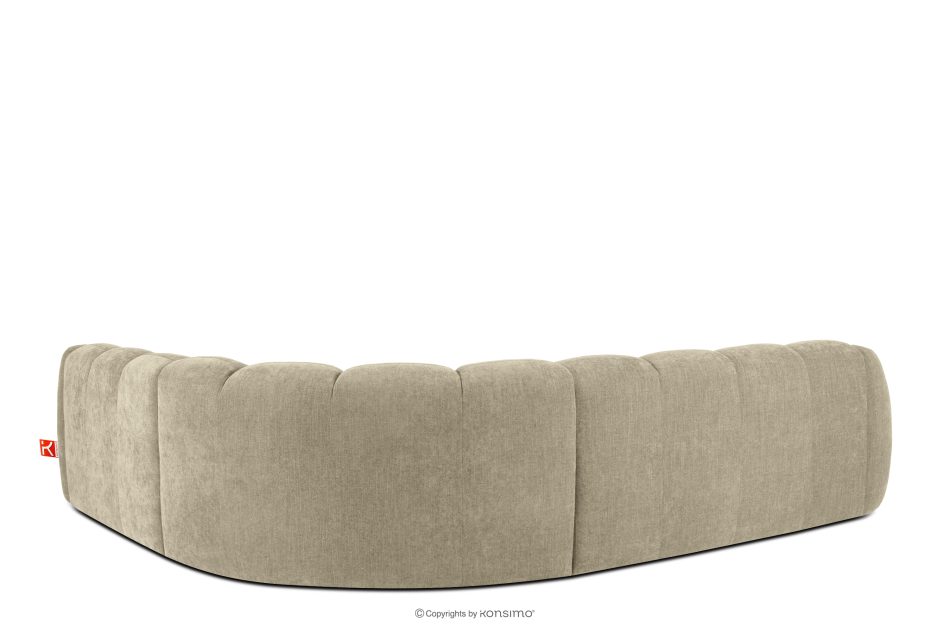 FLAVA Großes gestepptes Ecksofa im Retro-Modern-Stil rechts sandfarben Sandfarben - Foto 3