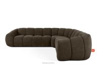 Großes gestepptes Ecksofa im Retro-Modern-Stil rechts braun