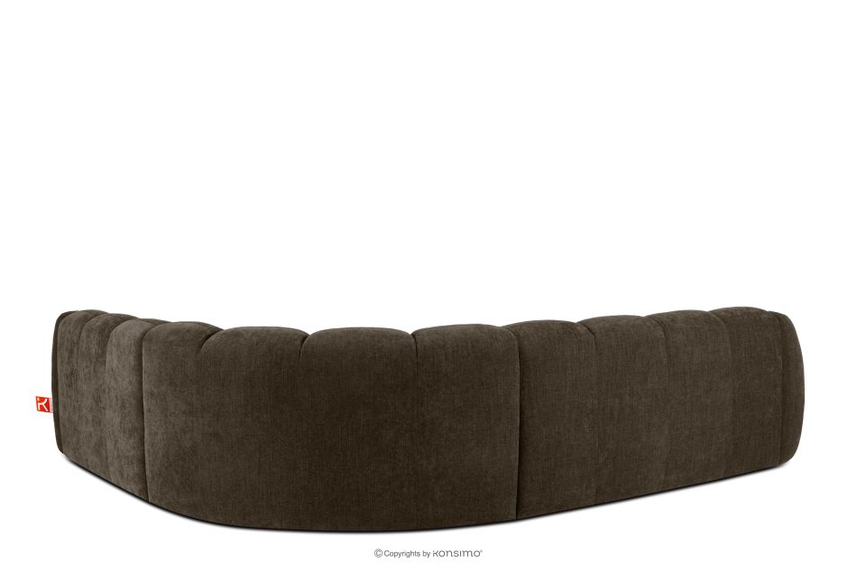 FLAVA Großes gestepptes Ecksofa im Retro-Modern-Stil rechts braun Braun - Foto 3