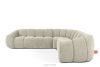 Großes gestepptes Ecksofa im Retro-Modern-Stil rechts ecru