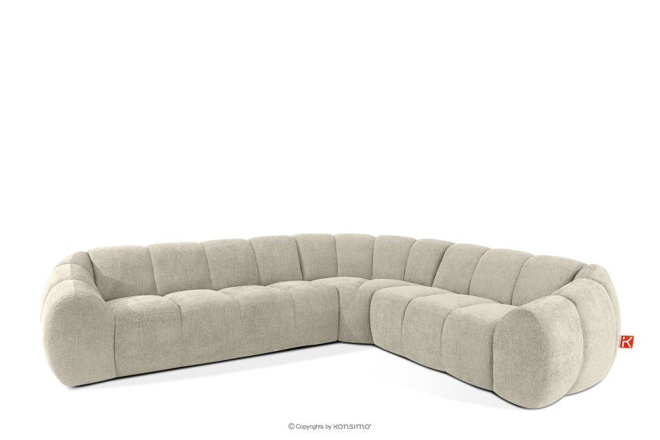 FLAVA Großes gestepptes Ecksofa im Retro-Modern-Stil rechts ecru Ecru - Foto 2