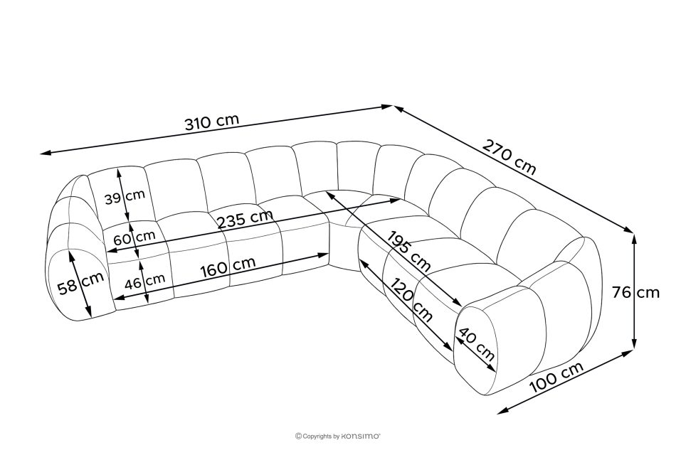 FLAVA Großes gestepptes Ecksofa im Retro-Modern-Stil rechts hellgrau Hellgrau - Foto 10